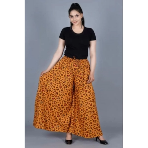 Generic Women's Cotton Printed Elastic Palazzo Pant (Orange, Free Size)