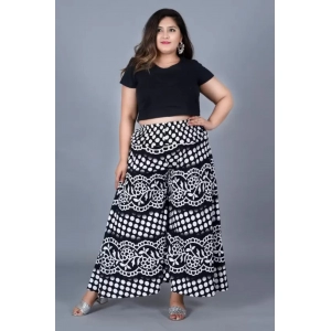 Generic Women's Cotton Printed Elastic Palazzo Pant (Black, Free Size)