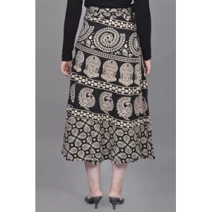Generic Women's Cotton Printed Wrap Around Maxi Skirt (Multicolor, Free Size)