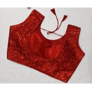 Generic Women's Cotton Silk Embellished Padded Cup Readymade Blouse (Red, Size: Free Size)