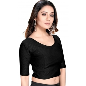 Generic Women's Cotton Lycra Blend Solid Non Padded Readymade Blouse (Black, Size: Free Size)