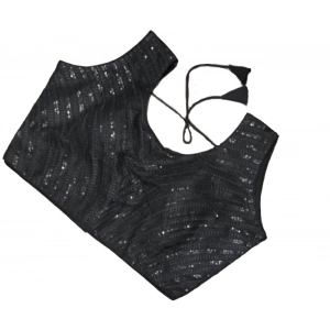 Generic Women's Cotton Silk Embellished Padded Cup Readymade Blouse (Black, Size: Free Size)