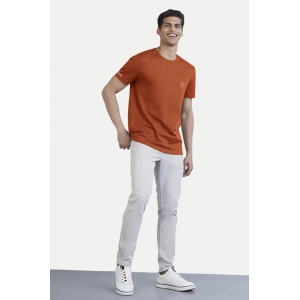 Generic Men's Casual Half sleeve Solid Polyester Crew Neck T-shirt (Rust)