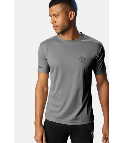 Men's Casual Half sleeve Solid Polyester Crew Neck T-shirt (Grey) Men's Casual Half sleeve Solid Polyester Crew Neck T-shirt (Grey)