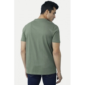 Generic Men's Casual Half sleeve Solid Cotton V Neck T-shirt (Green)