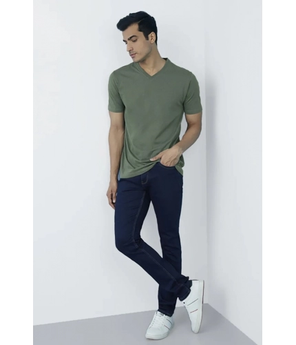 Men's Casual Half sleeve Solid Cotton V Neck T-shirt (Green) Men's Casual Half sleeve Solid Cotton V Neck T-shirt (Green)