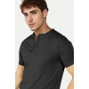 Men's Casual Half sleeve Solid Cotton Henley Neck T-shirt (Black) Men's Casual Half sleeve Solid Cotton Henley Neck T-shirt (Black)