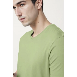 Generic Men's Casual Half sleeve Solid Cotton V Neck T-shirt (Pista)