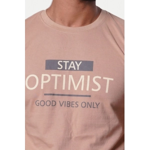 Generic Men's Casual Half sleeve Optimist Printed Cotton Crew Neck T-shirt (Pink)