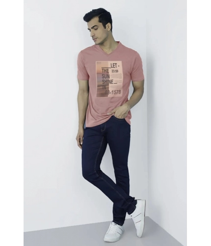 Men's Casual Half sleeve Digital Printed Cotton Crew Neck T-shirt (Coral) Men's Casual Half sleeve Digital Printed Cotton Crew Neck T-shirt (Coral)