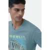 Men's Casual Half sleeve Digital Printed Cotton Crew Neck T-shirt (Teal) Men's Casual Half sleeve Digital Printed Cotton Crew Neck T-shirt (Teal)