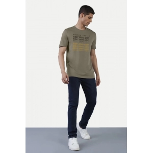 Generic Men's Casual Half sleeve Printed Cotton Crew Neck T-shirt (Olive)