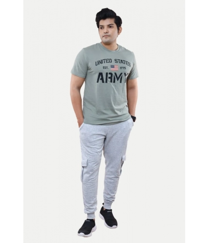 Men's Casual Half sleeve Printed Cotton Crew Neck T-shirt (Grey) Men's Casual Half sleeve Printed Cotton Crew Neck T-shirt (Grey)