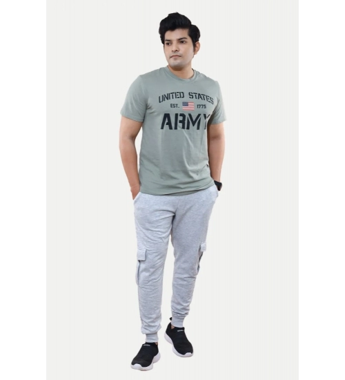 Men's Casual Half sleeve Printed Cotton Crew Neck T-shirt (Grey) Men's Casual Half sleeve Printed Cotton Crew Neck T-shirt (Grey)
