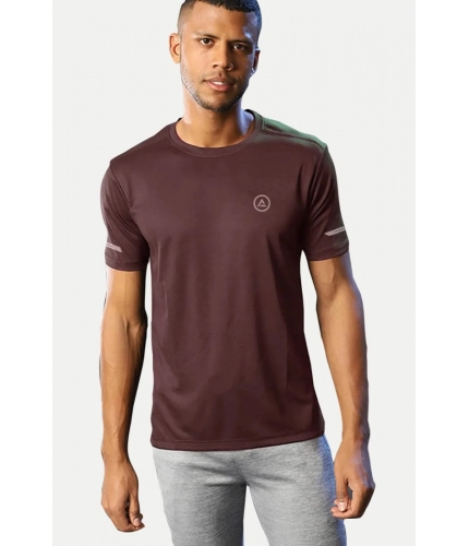 Men's Casual Half sleeve Solid Polyester Crew Neck T-shirt (Maroon) Men's Casual Half sleeve Solid Polyester Crew Neck T-shirt (Maroon)