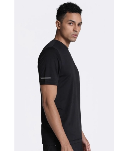 Men's Casual Half sleeve Solid Polyester Crew Neck T-shirt (Black) Men's Casual Half sleeve Solid Polyester Crew Neck T-shirt (Black)