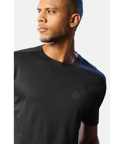 Men's Casual Half sleeve Solid Polyester Crew Neck T-shirt (Black) Men's Casual Half sleeve Solid Polyester Crew Neck T-shirt (Black)