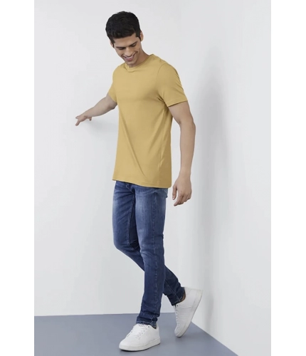 Men's Casual Half sleeve Solid Polyester Crew Neck T-shirt (Sand) Men's Casual Half sleeve Solid Polyester Crew Neck T-shirt (Sand)