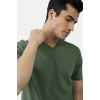 Men's Casual Half sleeve Solid Cotton V Neck T-shirt (Green) Men's Casual Half sleeve Solid Cotton V Neck T-shirt (Green)