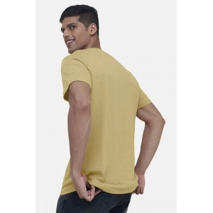 Generic Men's Casual Half sleeve Solid Cotton V Neck T-shirt (Sand)
