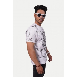 Generic Men's Casual Half sleeve Printed Cotton Crew Neck T-shirt (White)