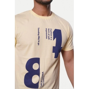 Generic Men's Casual Half sleeve Printed Cotton Crew Neck T-shirt (Beige)