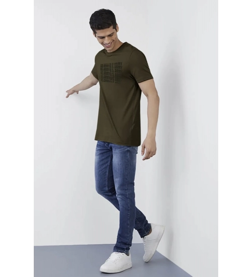 Men's Casual Half sleeve Printed Cotton Crew Neck T-shirt (Dark Green) Men's Casual Half sleeve Printed Cotton Crew Neck T-shirt (Dark Green)