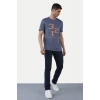 Men's Casual Half sleeve Printed Cotton Crew Neck T-shirt (Blue) Men's Casual Half sleeve Printed Cotton Crew Neck T-shirt (Blue)