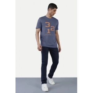 Generic Men's Casual Half sleeve Printed Cotton Crew Neck T-shirt (Blue)