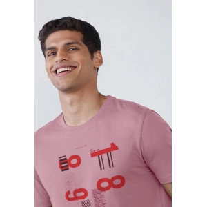 Generic Men's Casual Half sleeve Printed Cotton Crew Neck T-shirt (Pink)
