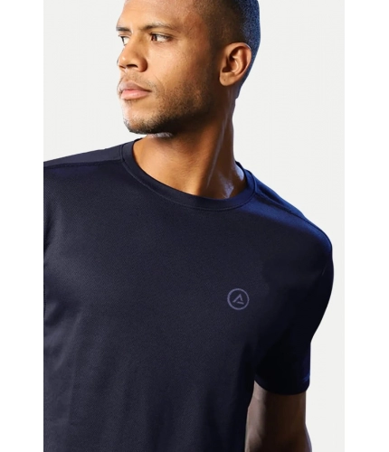 Men's Casual Half sleeve Solid Polyester Crew Neck T-shirt (Navy) Men's Casual Half sleeve Solid Polyester Crew Neck T-shirt (Navy)