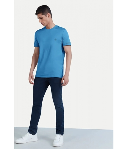 Men's Casual Half sleeve Solid Polyester Crew Neck T-shirt (Light Blue) Men's Casual Half sleeve Solid Polyester Crew Neck T-shirt (Light Blue)