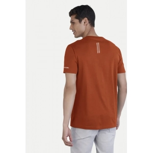 Generic Men's Casual Half sleeve Solid Polyester Crew Neck T-shirt (Rust)