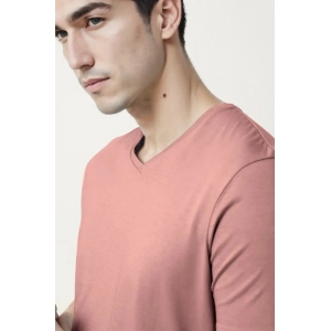 Generic Men's Casual Half sleeve Solid Cotton V Neck T-shirt (Onion)