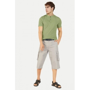 Generic Men's Casual Half sleeve Solid Cotton Henley Neck T-shirt (Pista)