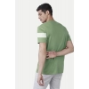 Dropship Men's Casual Half sleeve Stripped Cotton Crew Neck T-shirt (Light Green)