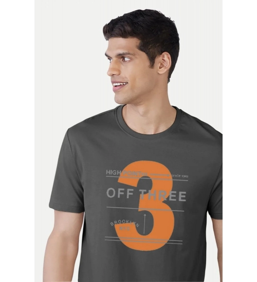 Men's Casual Half sleeve Printed Cotton Crew Neck T-shirt (Black)