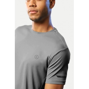 Generic Men's Casual Half sleeve Solid Polyester Crew Neck T-shirt (Grey)