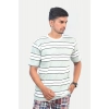 Men's Casual Half sleeve Stripped Cotton Crew Neck T-shirt (White ) Men's Casual Half sleeve Stripped Cotton Crew Neck T-shirt (White )