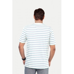 Generic Men's Casual Half sleeve Stripped Cotton Crew Neck T-shirt (White)