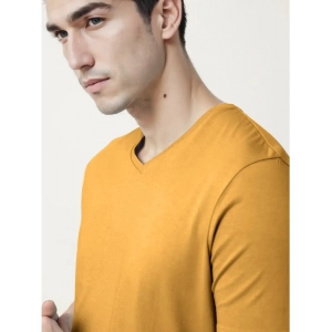 Generic Men's Casual Half sleeve Solid Cotton V Neck T-shirt (Mustard )