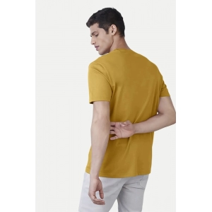 Generic Men's Casual Half sleeve Printed Polyester Crew Neck T-shirt (Mustard)