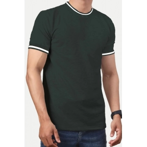 Generic Men's Casual Half sleeve Solid Polyester Crew Neck T-shirt (Olive)