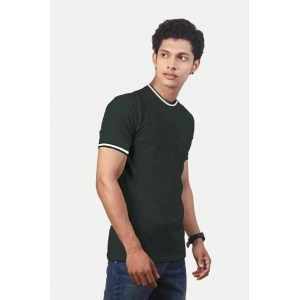 Generic Men's Casual Half sleeve Solid Polyester Crew Neck T-shirt (Olive)