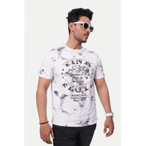 Generic Men's Casual Half sleeve Printed Cotton Crew Neck T-shirt (White)