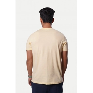 Generic Men's Casual Half sleeve Printed Cotton Crew Neck T-shirt (Beige)
