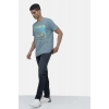 Men's Casual Half sleeve Digital Printed Cotton Crew Neck T-shirt (Teal) Men's Casual Half sleeve Digital Printed Cotton Crew Neck T-shirt (Teal)