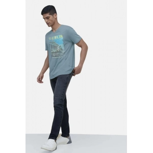 Generic Men's Casual Half sleeve Digital Printed Cotton Crew Neck T-shirt (Teal)
