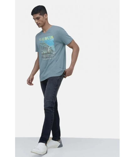 Men's Casual Half sleeve Digital Printed Cotton Crew Neck T-shirt (Teal) Men's Casual Half sleeve Digital Printed Cotton Crew Neck T-shirt (Teal)