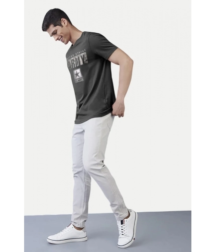 Men's Casual Half sleeve Printed Cotton Round Neck T-shirt (Dark Grey) Men's Casual Half sleeve Printed Cotton Round Neck T-shirt (Dark Grey)